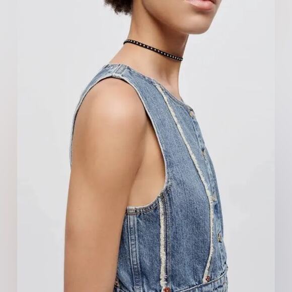 $425 New Re/Done Fray Denim Dress - Small - Picture 5 of 10